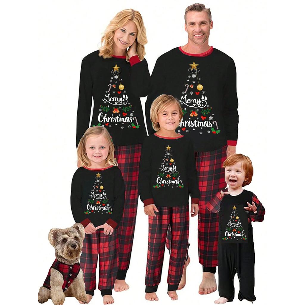 Christmas Print Cute Family Set Pajamas, Home Clothes, Family Set Long Sleeve Top Pants Set