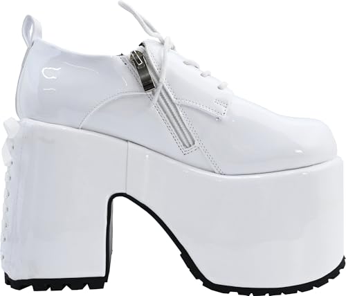 Yosuke Platform Sandals, Women's, White Enamel, Sizes 22.0cm-22.5cm, 4450055