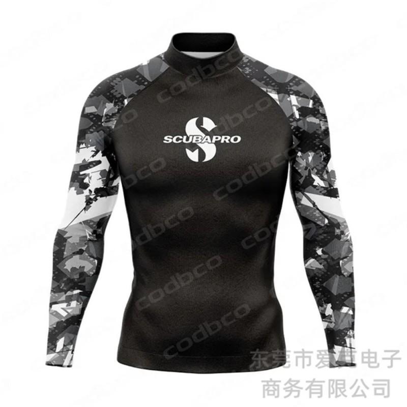 Mens Rash Guard Long Sleeve UPF 50 Sun Protection Swim Shirt Snorkeling Diving Surfing Water Sports