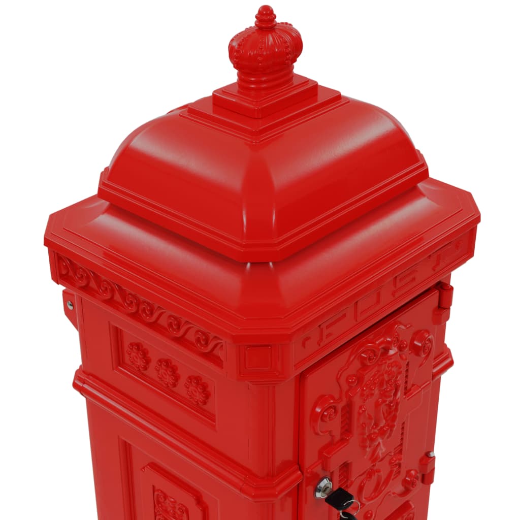 Aluminium Kolom Brievenbus Vintage Stijl Roestbestendig Rood