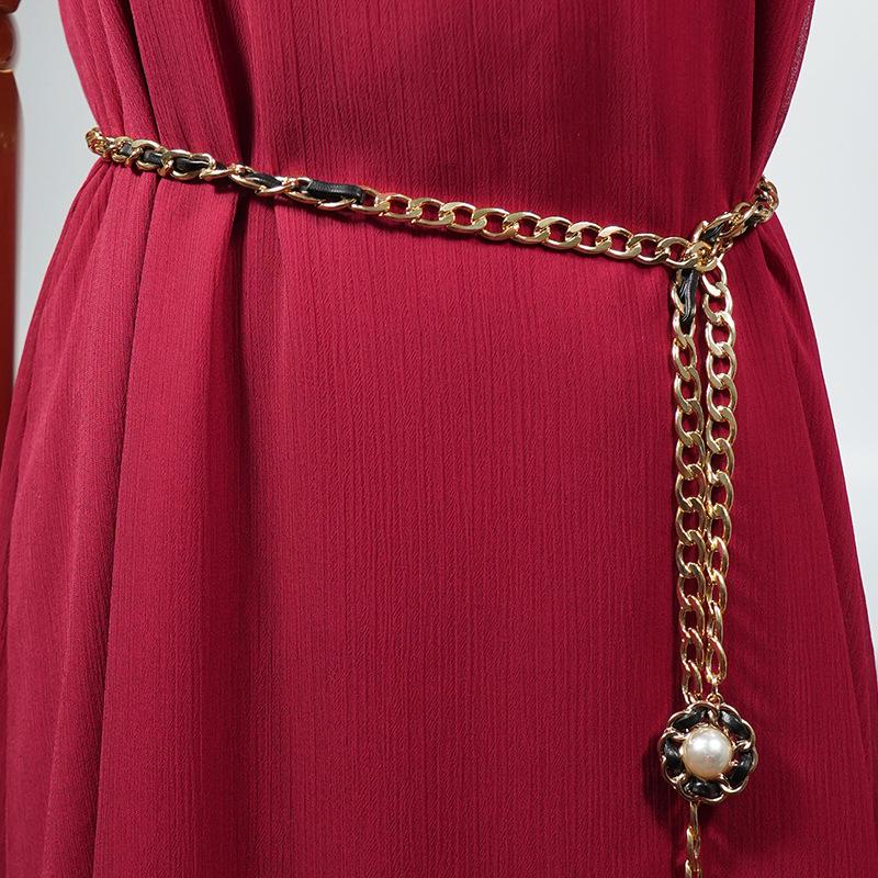 Women's Trendy Metal Waist Chain Belt with Decorative Skirt