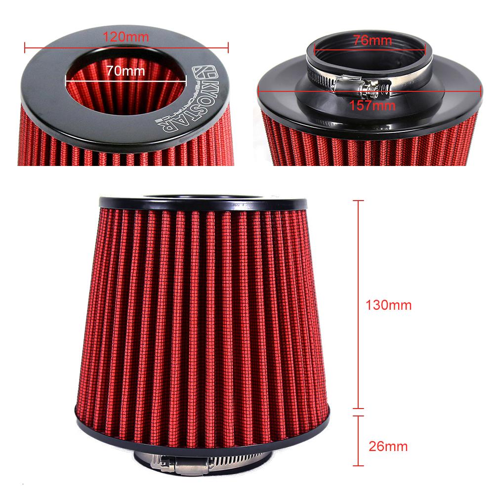 Universal Black And Red 3" Inch 76mm 3.5" inch 89mm Air Intake Cone Filter Replacement Quality Dry Air Filter