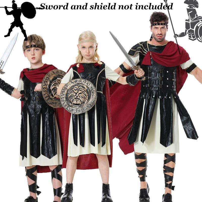 Festa de Fantasia de Halloween Roupa de Família Fantasia de Cavaleiro Soldado Adulto Masculino Cosplay Vestir-se, Personagens de Guerreiro Romano)