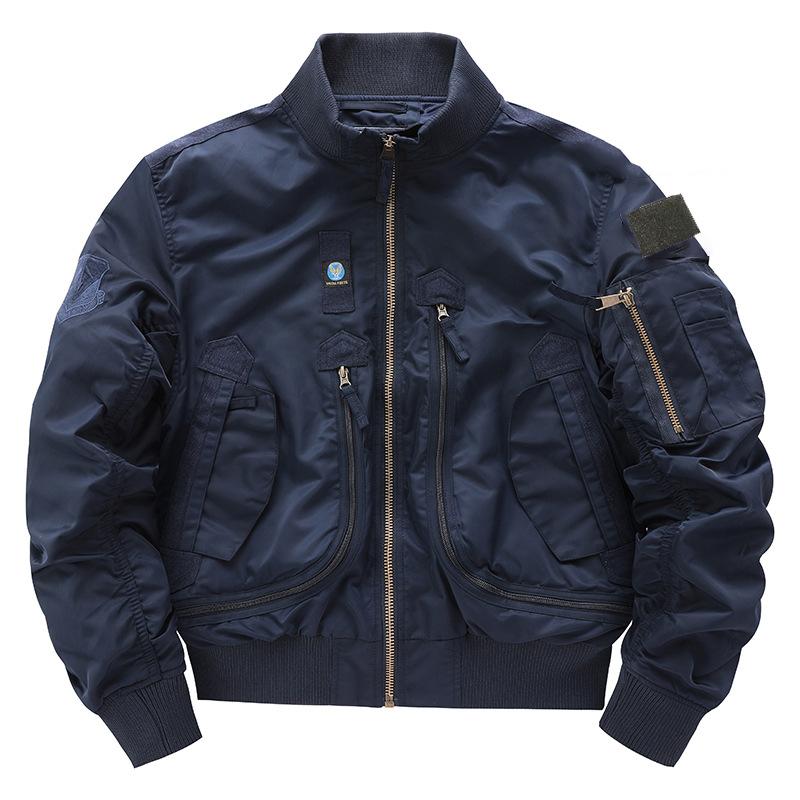 Herren Baseballkragen Militärfan Jacke, Luftwaffe Pilot Taktischer Stehkragen Lässiger Outerwear Mantel