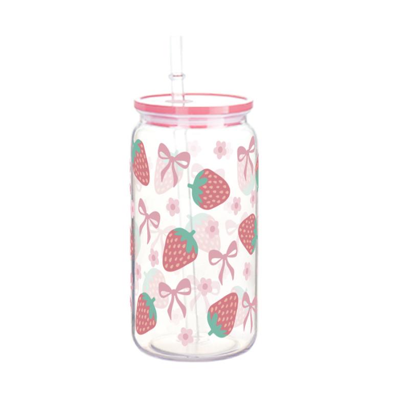 Sklenice s mašlí Roztomilý hrnek na vodu Kreslený hrnek se sklenicí s mašlí Pruhovaný Roztomilý Doodle Kávový hrnek Domácí Ovocný čaj Limonáda Dívčí dárek