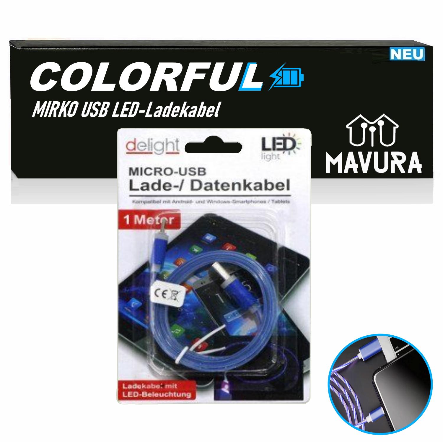 

COLORFUL MICRO USB LED charging cable / data cable light cable for Samsung HTC LG 1m