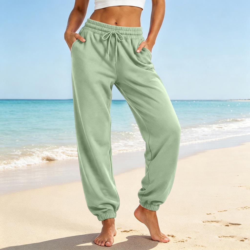 Pantalones Jogger Casuales para Mujer con Bolsillos, Color Pantalones Sueltos con Puños