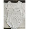 Womens Sheer Mesh Long Sleeve Leotard With U-Back Cross Straps Ballet Contemporary Dance Aerial Yoga Training