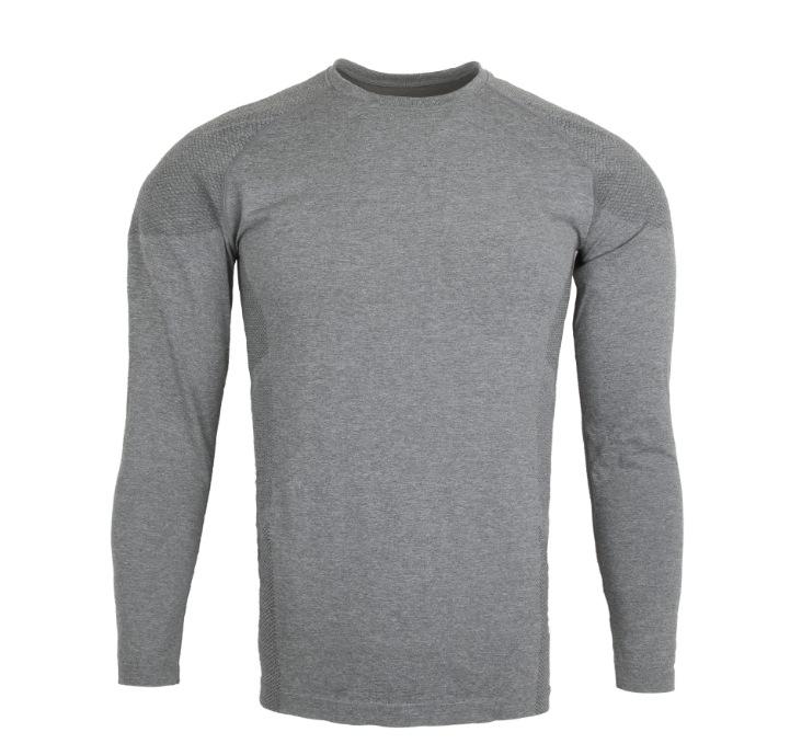 American Seamless Jacquard Muscle-Enhancing Long Sleeve Quick-Dry Slim Fit Round Neck Fitness Top