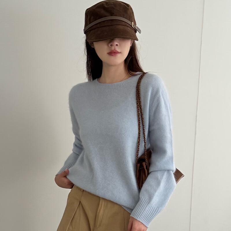 Women's Cashmere Blend Brushed Round Neck Sweater