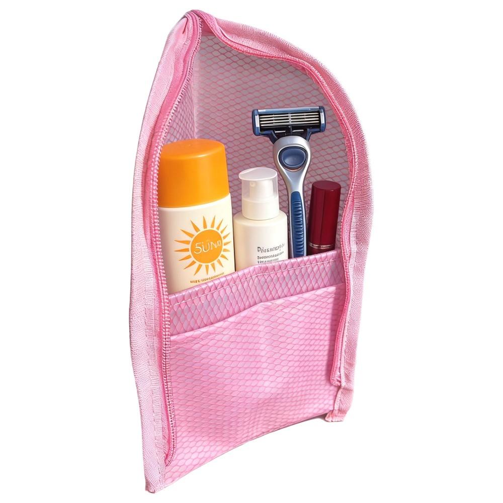 

Vertical Design PVC Cosmetic Bag Waterproof Portable Beauty Case Vacation Travel розовый