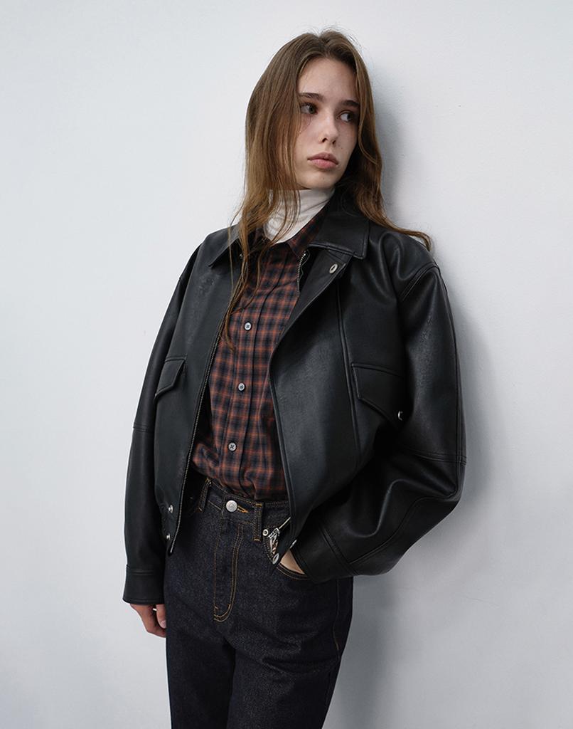 DUNST Unisex Cropped Leather Blouson_Udju6C108_Black