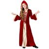 Court style Halloween burgundy horn sleeve dress, children's retro queen dress, musical performance show