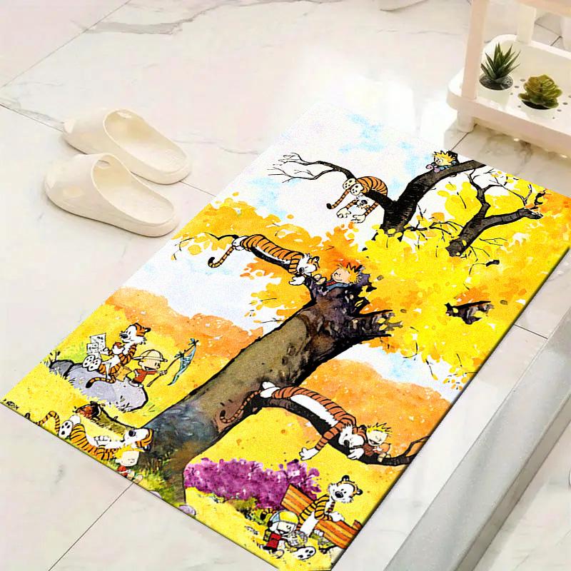 Tappeto Calvin e Hobbes per Soggiorno Camera da Letto Casa Decorazione Divano, Tappetino Antiscivolo per Giochi Bambini