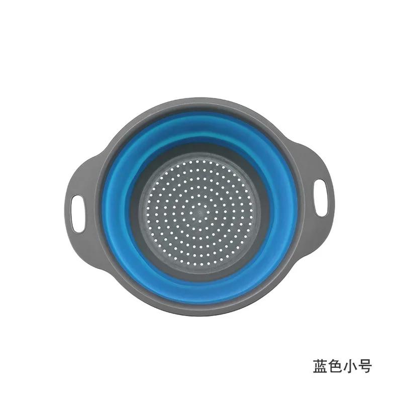 

Складная силиконовая корзина для слива воды, креативный выдвижной силиконовый дуршлаг для фруктов и овощей, кухонные гаджеты для хранения 19.5X24X8.3CM небесно-голубой