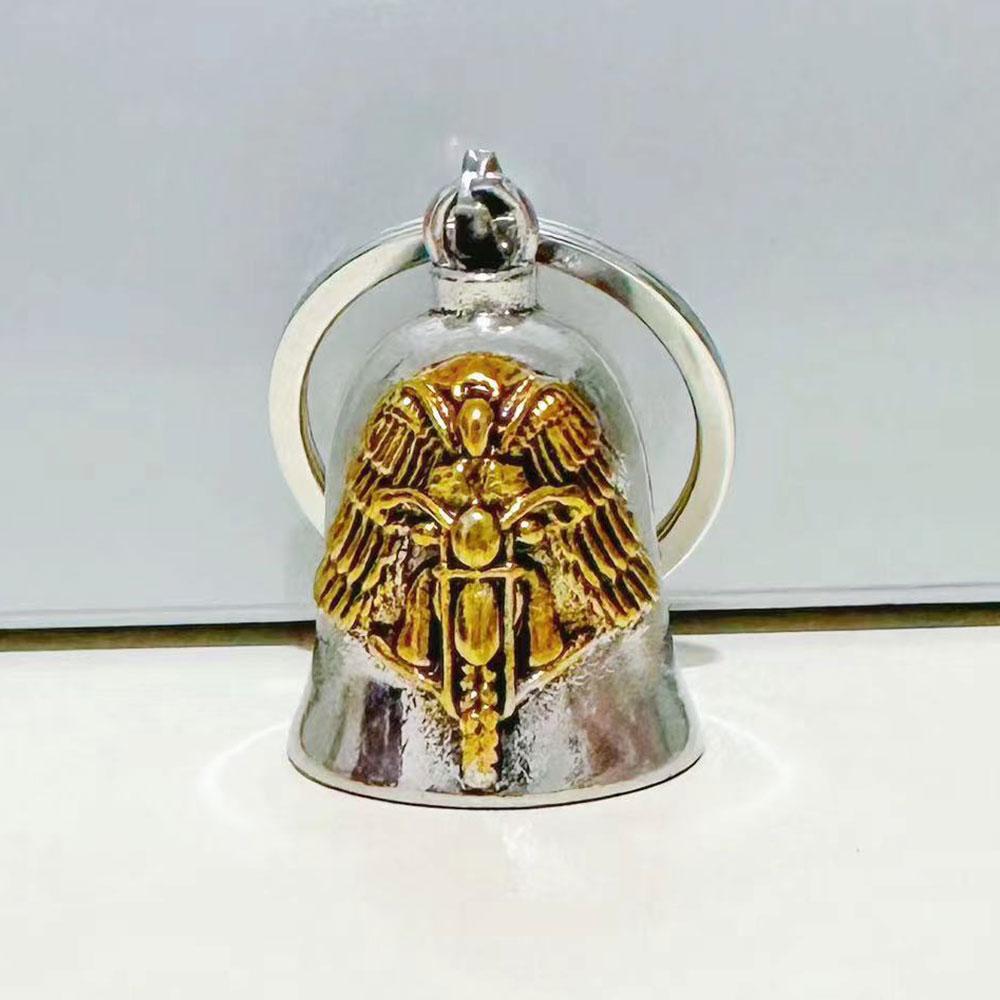 1PC Motorcycle Bell With Hanger For Angel Wings Good Luck Biker Bells Vehicle Accessories Car Sticker