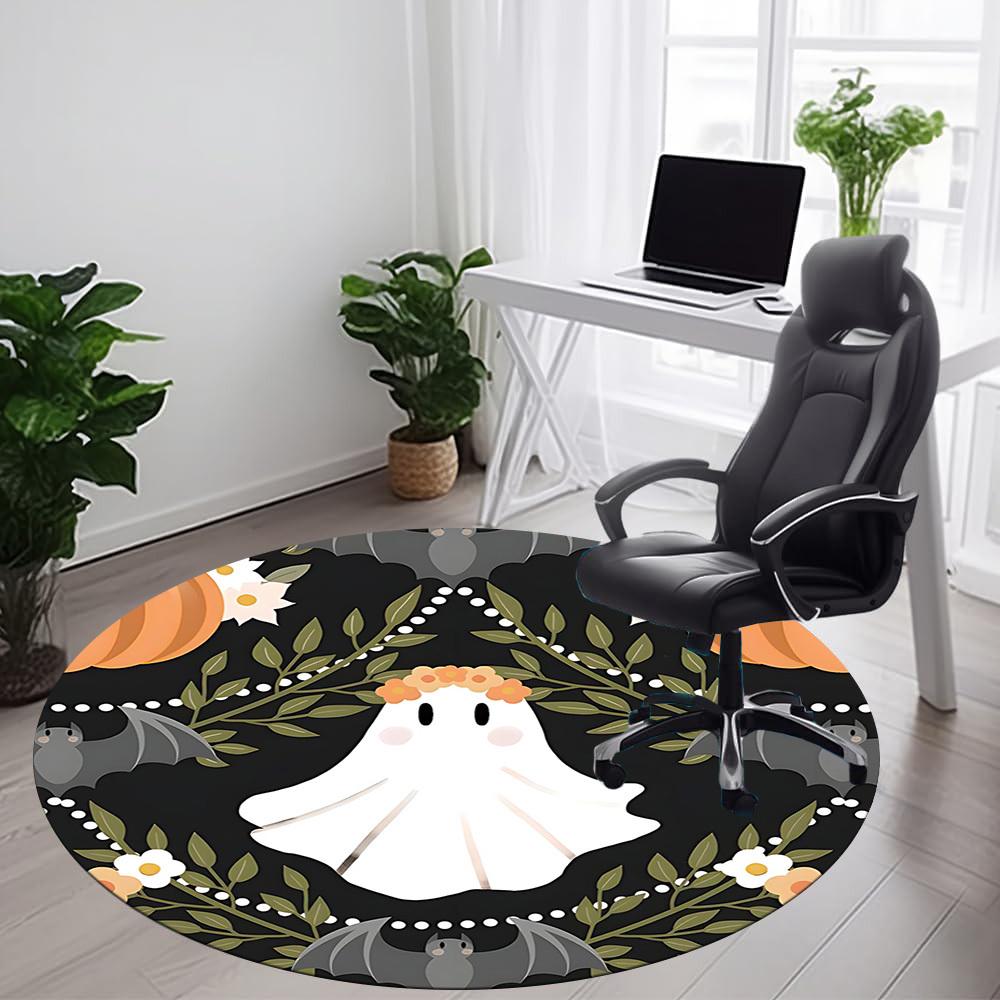 1PCGhost Bat Office Round Area Rug,  Mat Suitable For Office, Under Office Chairs Bedroom Living Room Home Decor, Room Deco
