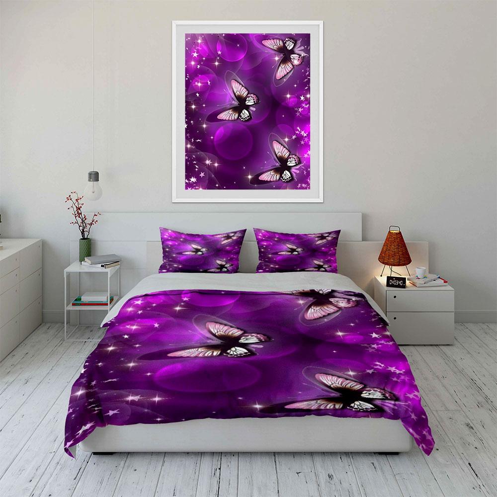 Butterfly Design Three-Piece Set Multiple Sizes Kid'S And Adults' Bedroom Exquisite 3Pc Bedding Set, Gift