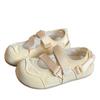 Soft Leather Version~ Platform-soled Sports Bag Head Sandals Women's 2025 New Summer Little White Shoes with Skirts Velcro Single Shoes