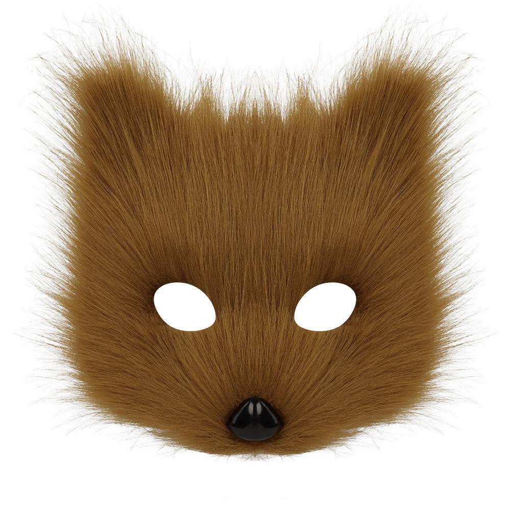 Simulation Fox Mask Gloves Plush Fox Tail Handmade Animal Tail Cosplay Props Accessories
