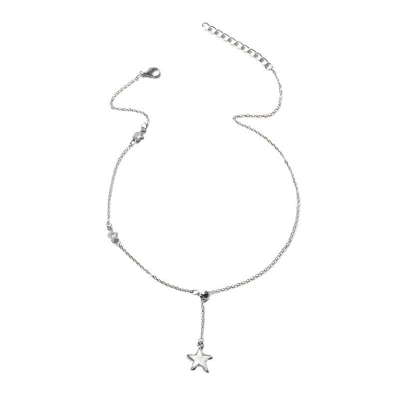 Stylowa Osobowość Prosty Regulowany Wisiorek Pentagram, Retro Naszyjnik z Muszli Seksowny Łańcuszek na Obojczyk