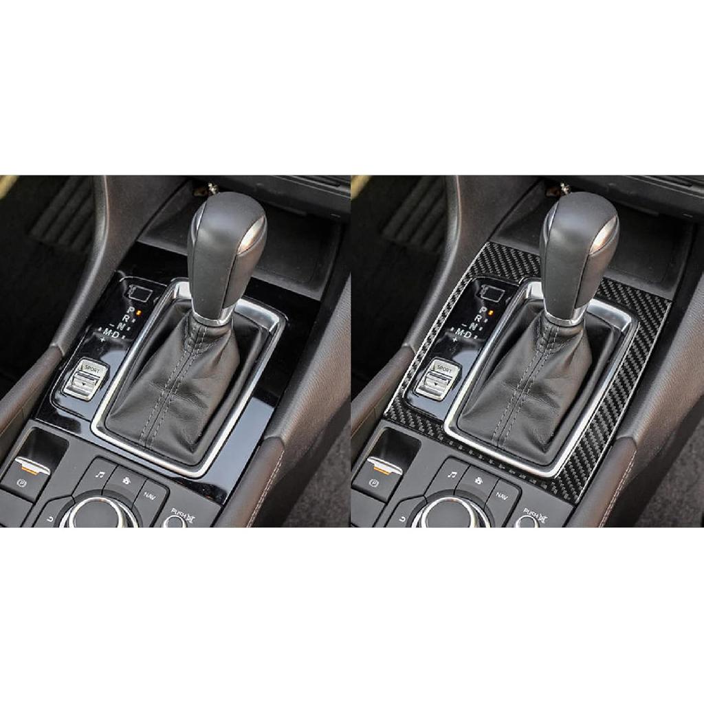 1 Stück Auto Schaltgetriebe Schalthebel Panel Rahmen Aufkleber Echtes Weiches Kohlefaser Schaltgetriebe Schalthebel Verkleidung Abdeckung Innenzubehör Kompatibel mit Mazda Axela 2017