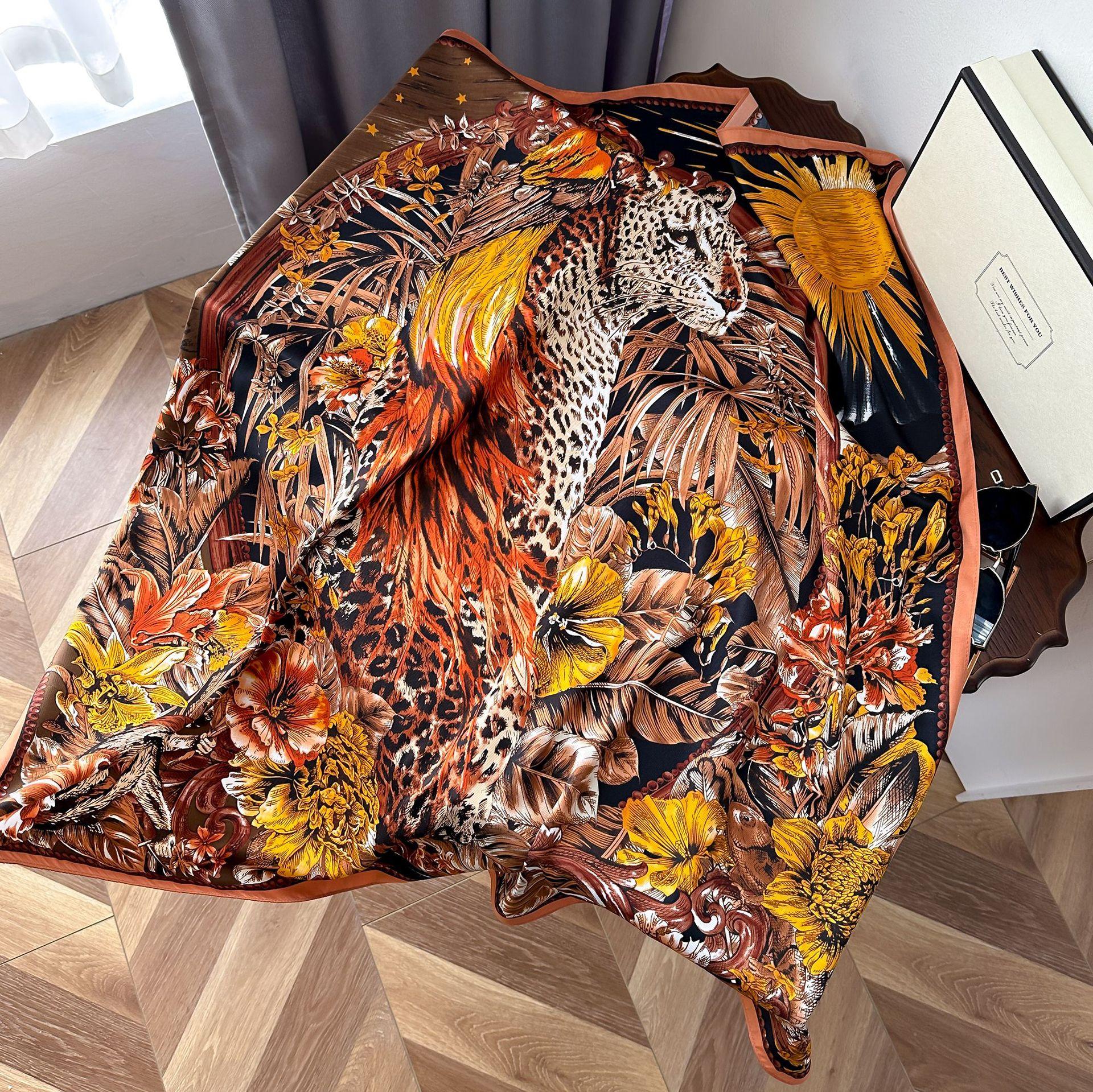 

Высококачественные роскошные шелковые шарфы, повязка на голову, шарфы, шейный шарф для женщин, шелковый шарф с цепочкой, женская декоративная шаль 90*90cm