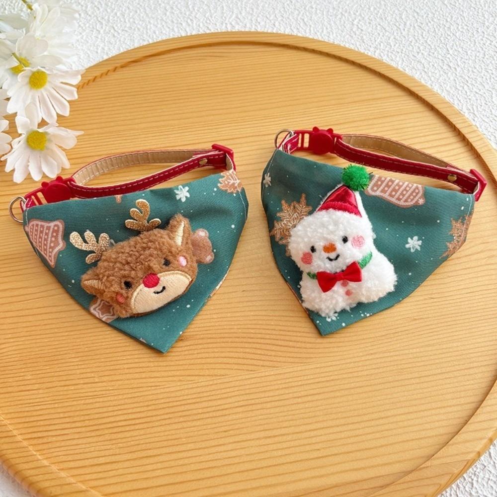 Dirt-resistant Dog Bandanas Christmas Decor Cat Collar Trendy Christmas Dog Collar  Pet Scarf