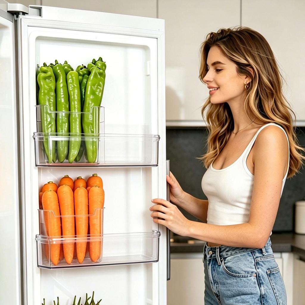 Stackable Clear Refrigerator Organizer Bins Freezer Pantry Food Storage Container for Home Cooks Parents Fruit Vegetable Snacks