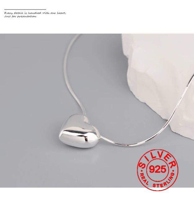 

Silver color Heart Choker Necklace For Women Men Smiple Geometric Fine Jewelry Wedding Party Birthday Gift 40cm