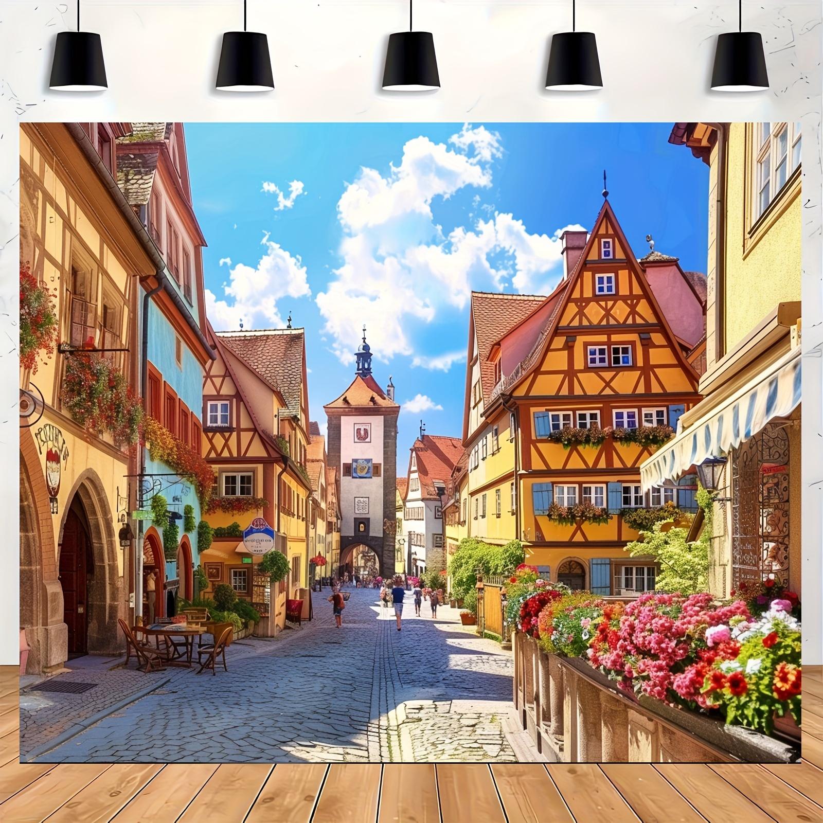 Bavarian Street Scene Munich Oktoberfest Banner Tapestry German Beer Festival Decorative Wall Hanging 100X70CM