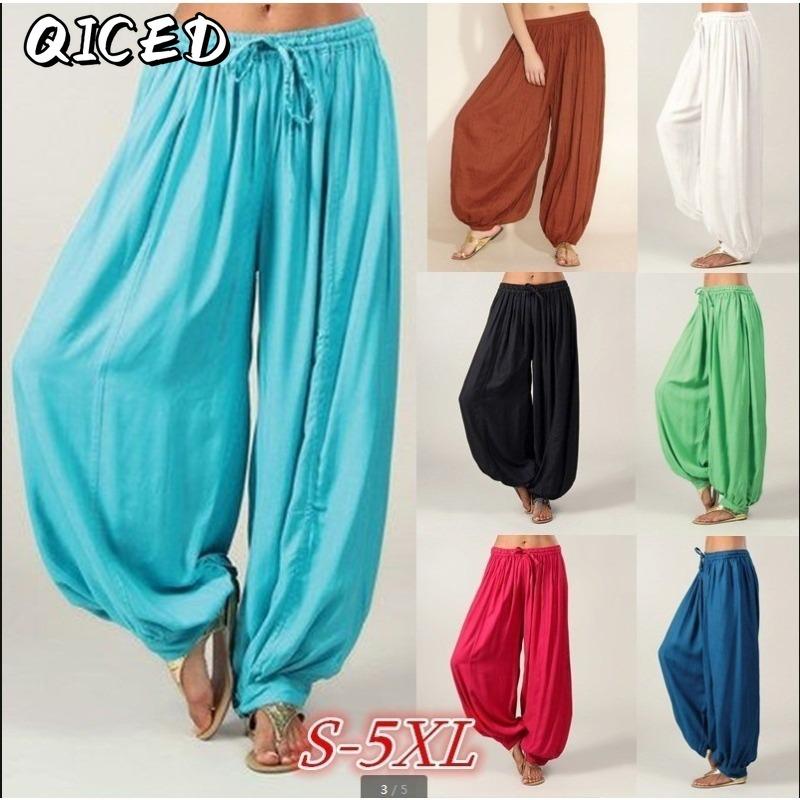 QICED Damenmode, lässig, einfarbig, bedruckt, Hosen und Caprihosen