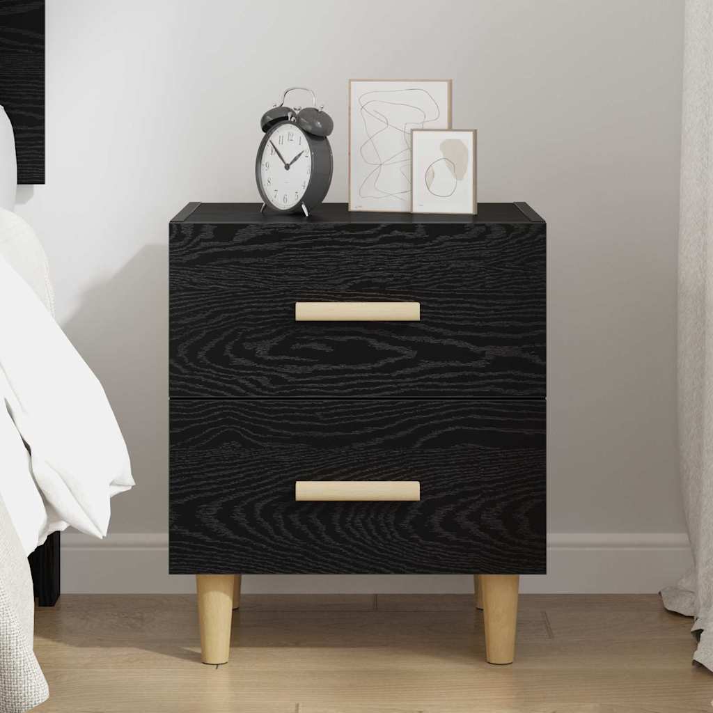 Nightstand Black Oak Effect 40 x 35 x 47.5 cm