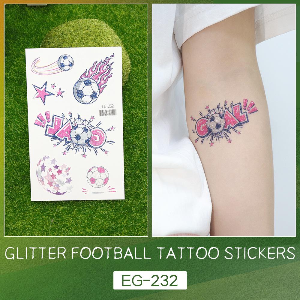 2026 World Cup Waterproof Glitter Football Face Tattoos