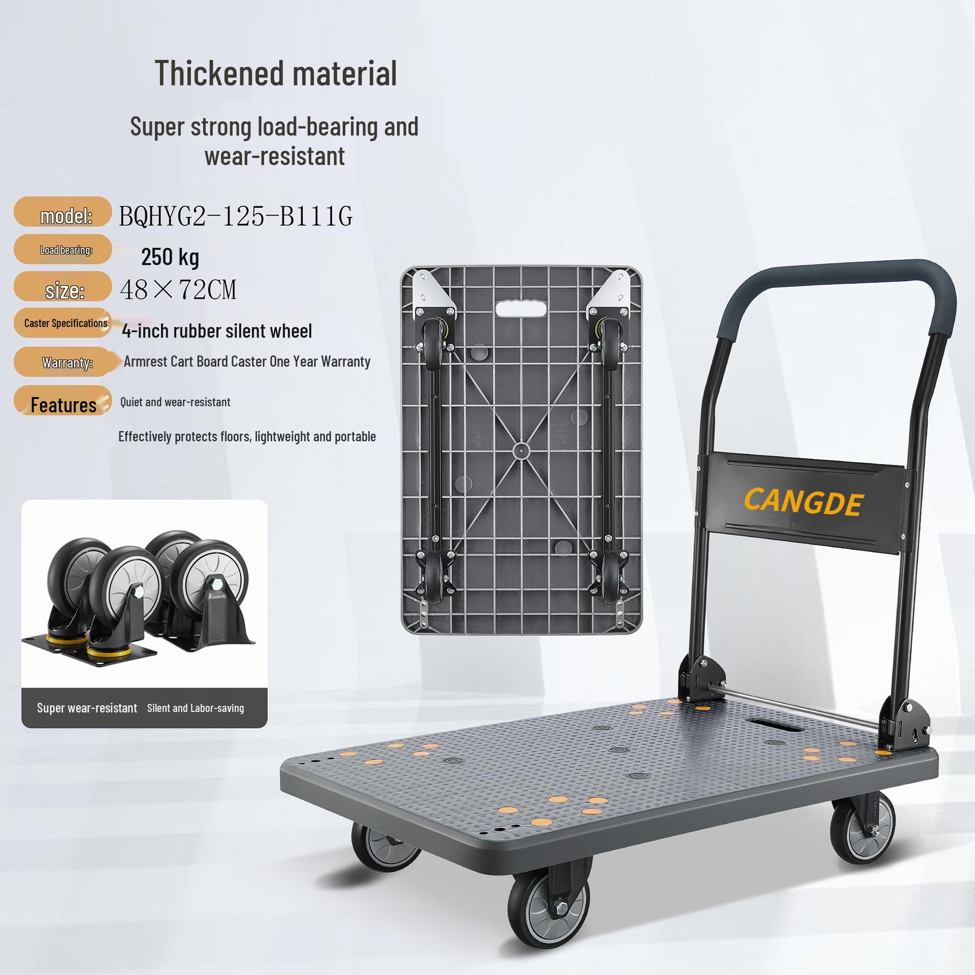 Compact Folding Hand Truck: Portable, Flatbed Trolley Cart for Household and Express Use