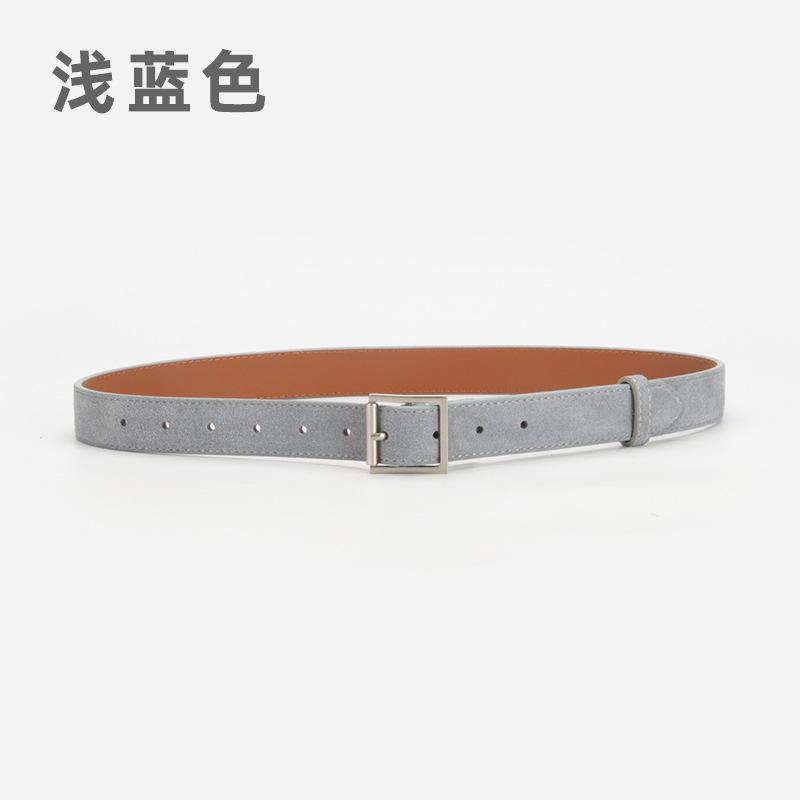 Simple Matte Velvet Belt Women'S Square Buckle High-End Leather Jeans Decorative Belt Women'S