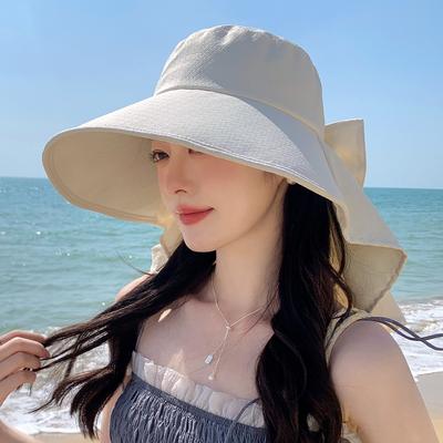 Summer Outdoor Sun Protection Sun Hat Women's Big Eaves Sun Protection Face Protection UV Protection Bucket Hat Shawl Hat