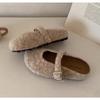 Fashion Big Size 43 Women Lambswool Slippers Winter Sheep Fur Shoes Ladies Flat Cotton Slides Home Pantuflas Daily Slip On Furry Mules
