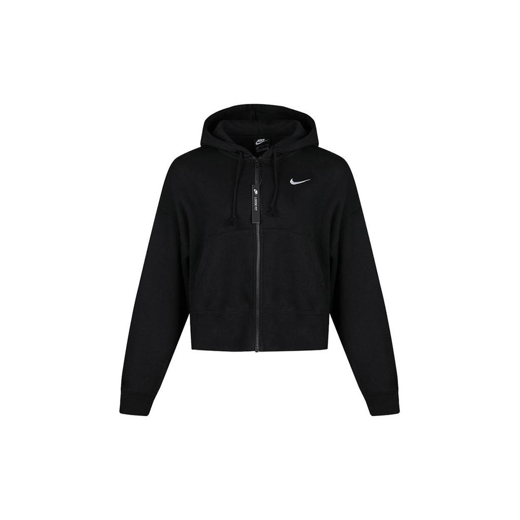 Nike Cropped Coats Women's Black Hooded Moderate (Unisex) Cropped Coats CK1506 010