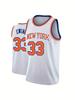 New York "Ewing 33" Basketbalový dres - Bílý s oranžovými a modrými akcenty Dres pro basketbalové fanoušky Rodinný outfit Unisex