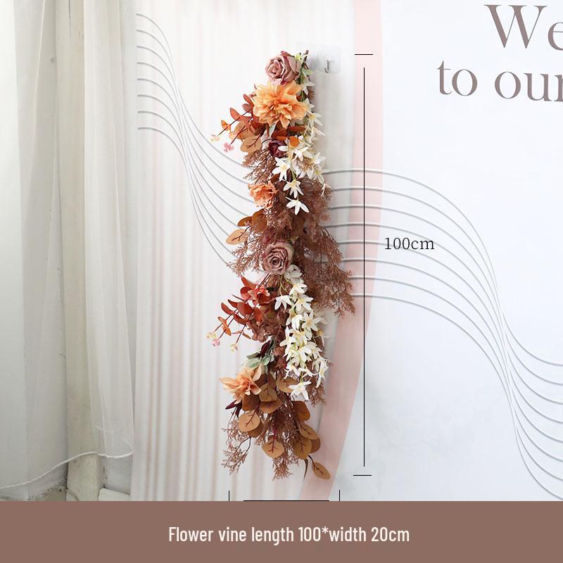 Retro Brown Floral Silk Flower Wall Hanging for Weddings and Events
