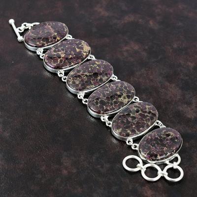 Copper Purple Turquoise Bracelet Gemstone Jewelry 925 Sterling Silver Bracelet Handmade Boho Jewelry Adjustable Chain Bracelet Gift For Girl