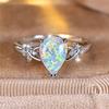 Luxury Female White Fire Opal Stone Engagement Ring Trendy Silver Color Water Drop Wedding Jewelry Gift For Women