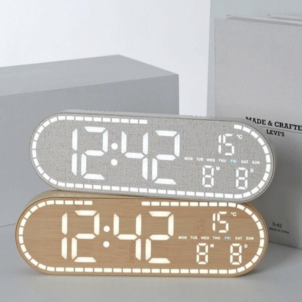 Minimalist Design Digital Wall Clock Silent Operation Nordic Style Alarm Clock Hanging Mount Temperature Date Display