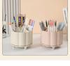 Rotating Cosmetic Organizer: Large Capacity Desk Storage & Lipstick Holder with Brush Compartments.
