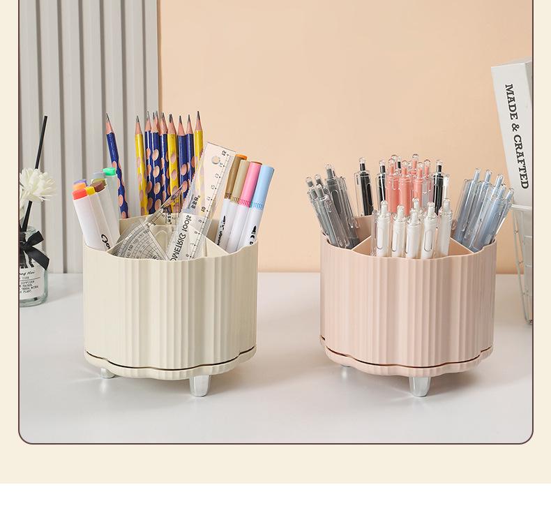 Rotating Cosmetic Organizer: Large Capacity Desk Storage & Lipstick Holder with Brush Compartments.