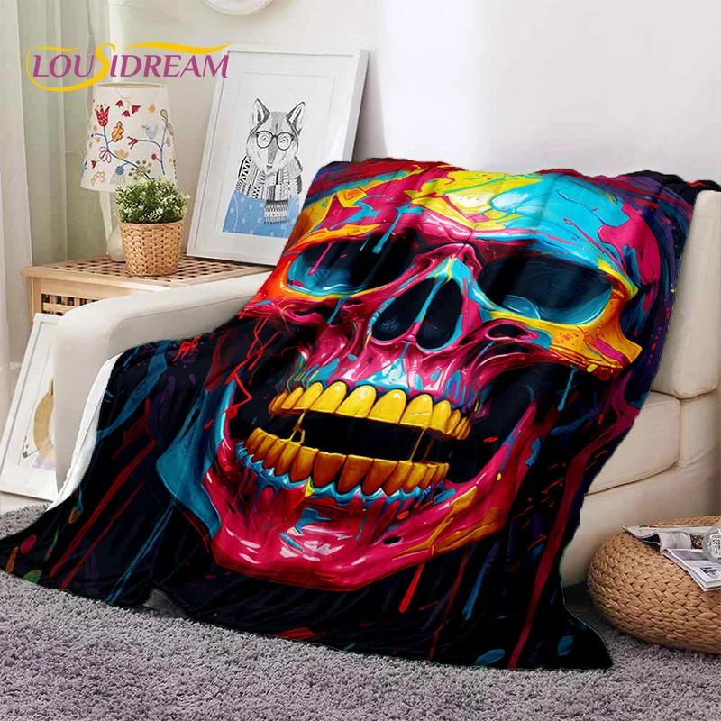 3D Horror Gothic Skull Skeleton Soft Flannel Blankets,Throw Blanket Comfortable Blanket for Picnic Beds Sofa Home Bedroom Gifts