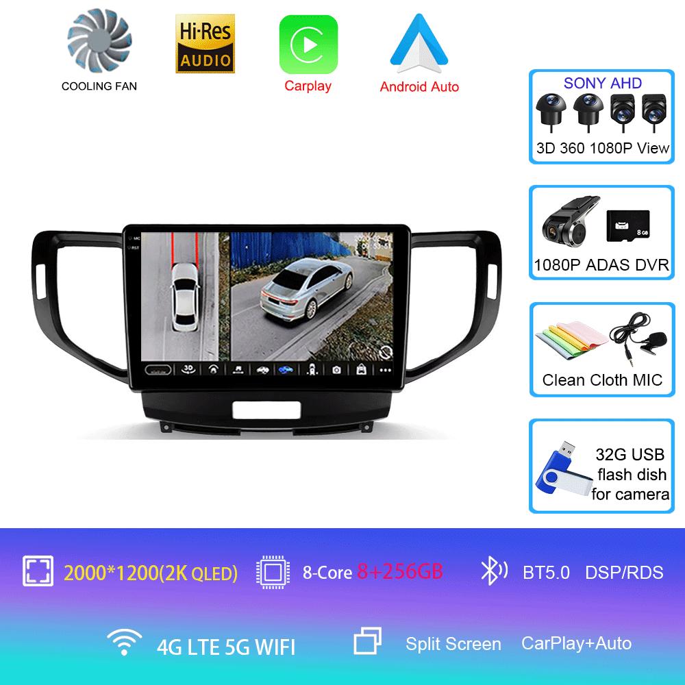 Autoradio Android 14 Carplay Auto DSP 2K Bildschirm Multimedia-Player Für Honda Accord 8 2008-2012 Autoradio Stereo 2din Head Unit