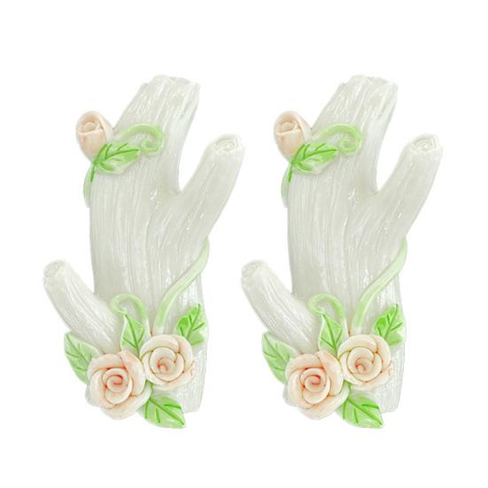 

1 Pair Wall Art Hooks Key Hanger Decorative Hooks with Adhesive Resin Flowers And Tree Trunk Hooks for Hats Bags Towels Bedroom Entryway белый