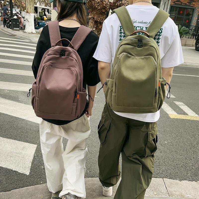 Verão Novo Cor Sólida Grande Capacidade Mochila Casual Street Trendy Estudante Fresca Mochila Outdoor